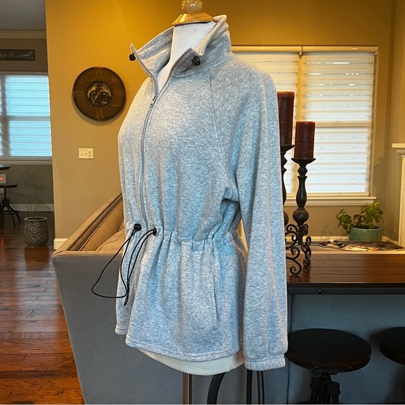 PacSun Winter Cinch Me Jacket XS Gray Soft Fleece Lined Full Zip Sweatshirt - Picture 6 of 15
